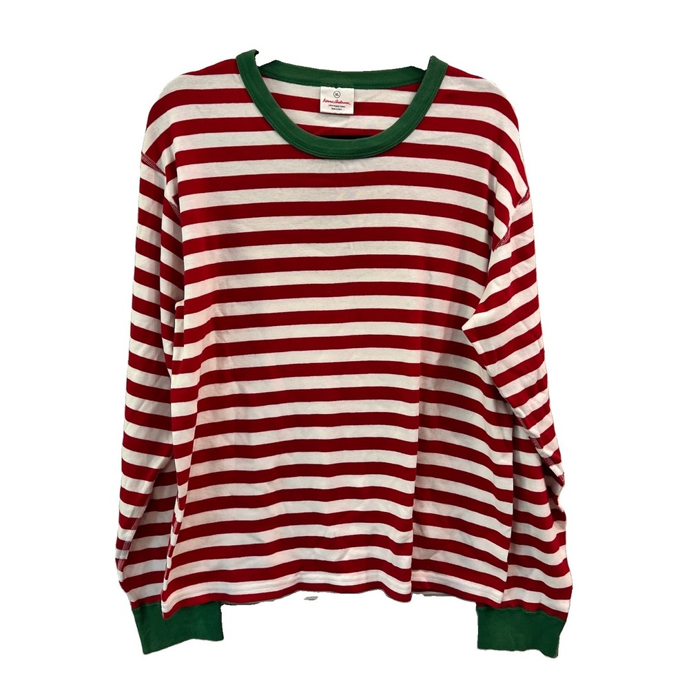 Hanna Andersson Pajama Top XL Red White Stripe Organic Cotton Christmas Holiday